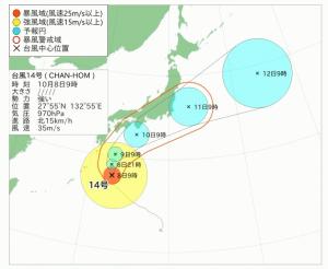 台風14号に伴う出航停止のお知らせ。