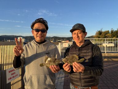 初挑戦でカワハギをゲット