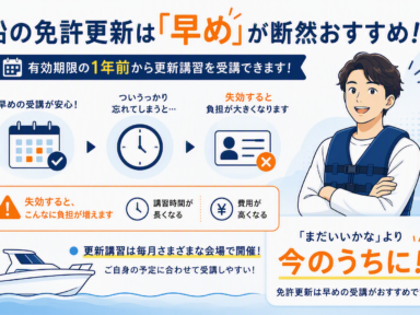 更新講習　スズキマリーナ三河御津で申込できます