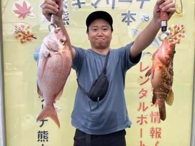 【スズキマリーナ熊本】テンヤで真鯛釣り（レンタルボート）